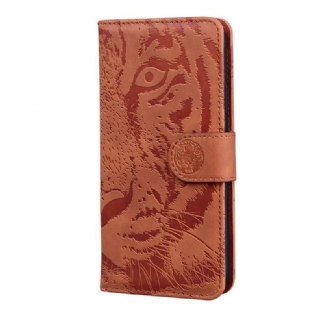 Læder Cover Realme 8i Tiger Ansigtsprint
