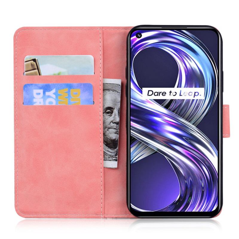 Læder Cover Realme 8i Tiger Ansigtsprint
