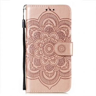 Læder Cover Oppo Find X3 Neo Med Snor Mandala Med Fuld Rem