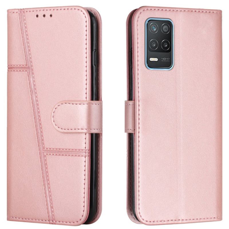 Flip Cover Realme 8 5G Med Snor Strappy Geo Lædereffekt