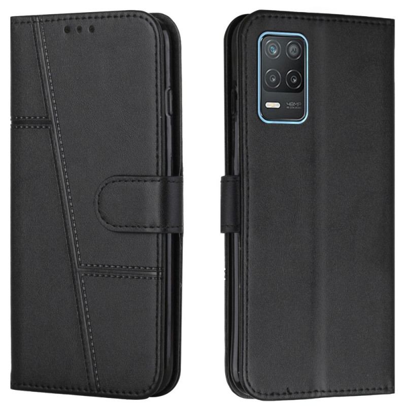 Flip Cover Realme 8 5G Med Snor Strappy Geo Lædereffekt