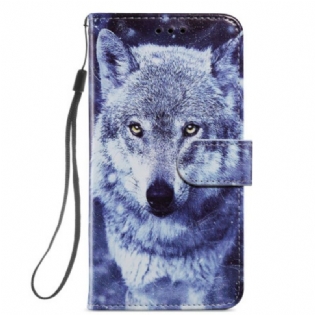 Flip Cover Samsung Galaxy A34 5G Med Snor Fantastisk Ulv I Rem