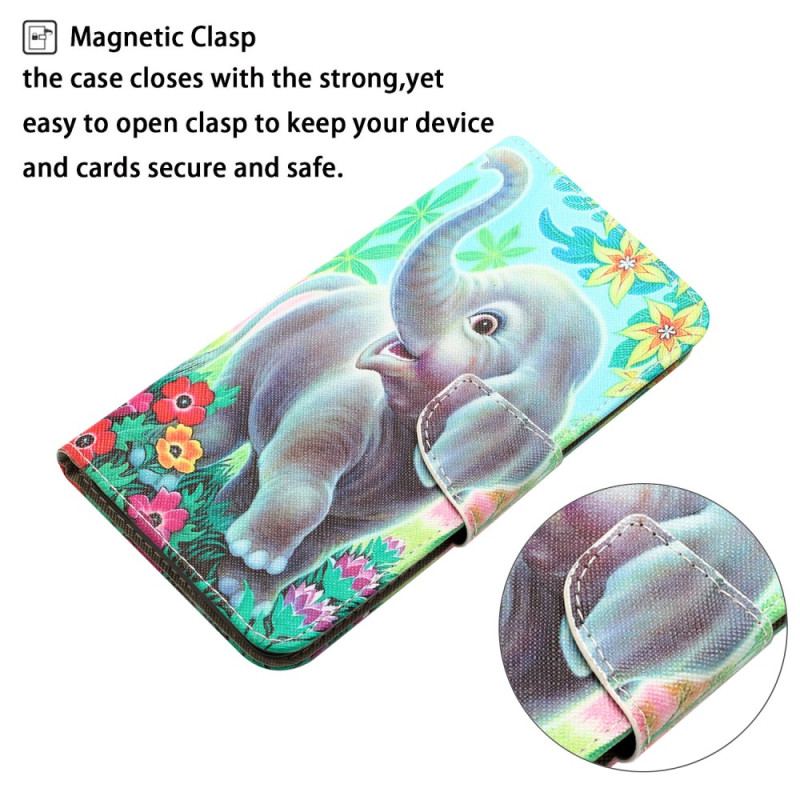 Flip Cover Samsung Galaxy A34 5G Med Snor Glad Elefant I Thong