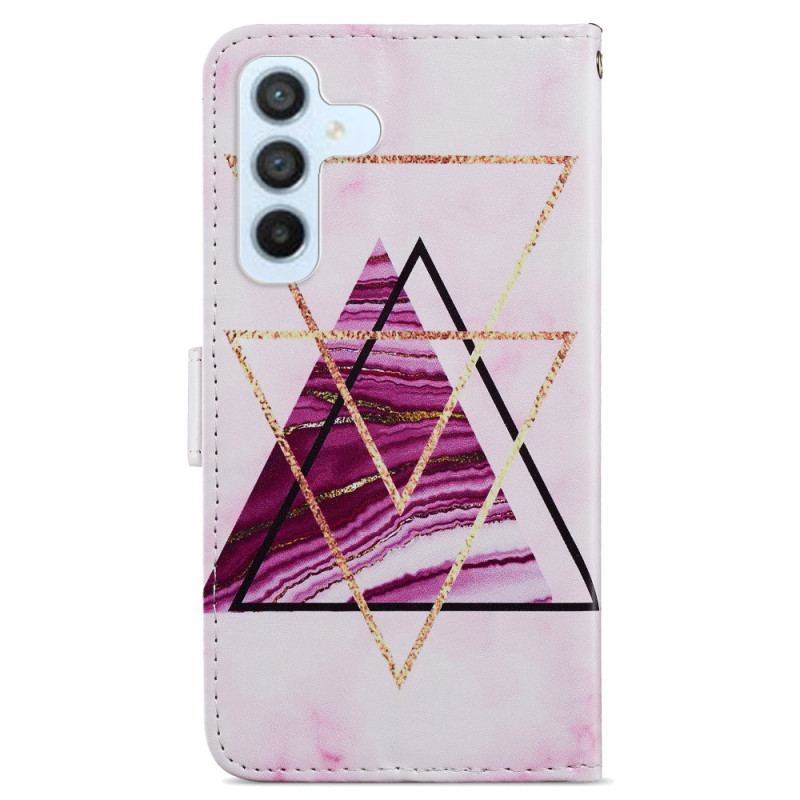 Flip Cover Samsung Galaxy A34 5G Med Snor Strappy Marmor Stil