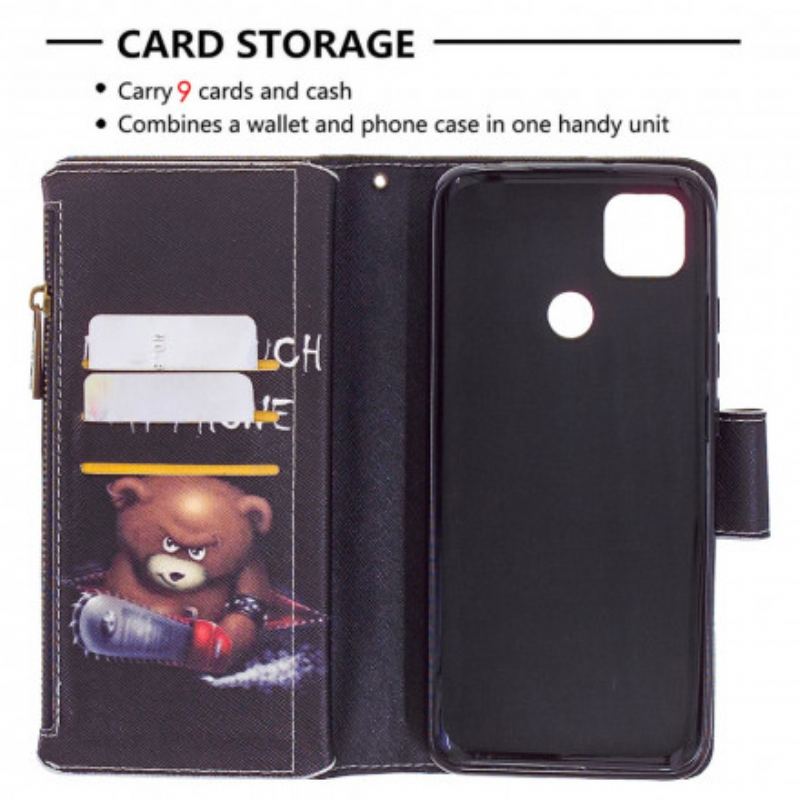 Flip Cover Xiaomi Redmi 9C Lommebjørn Med Lynlås