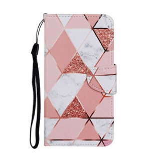 Flip Cover Xiaomi Redmi 9C Marmor Og Glitter Trekant