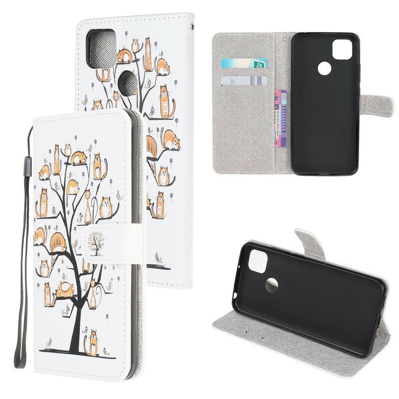 Flip Cover Xiaomi Redmi 9C Med Snor Funky Cats Med Rem