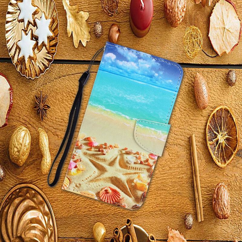 Flip Cover Xiaomi Redmi 9C Med Snor Lanyard Beach
