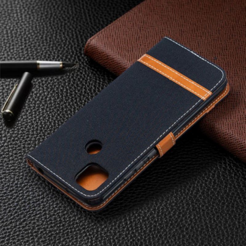 Flip Cover Xiaomi Redmi 9C Med Snor Stof- Og Lædereffektrem