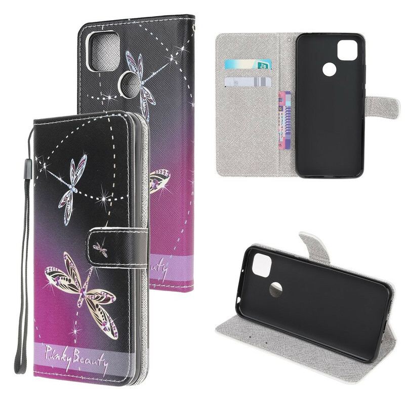 Flip Cover Xiaomi Redmi 9C Med Snor Strappy Guldsmede