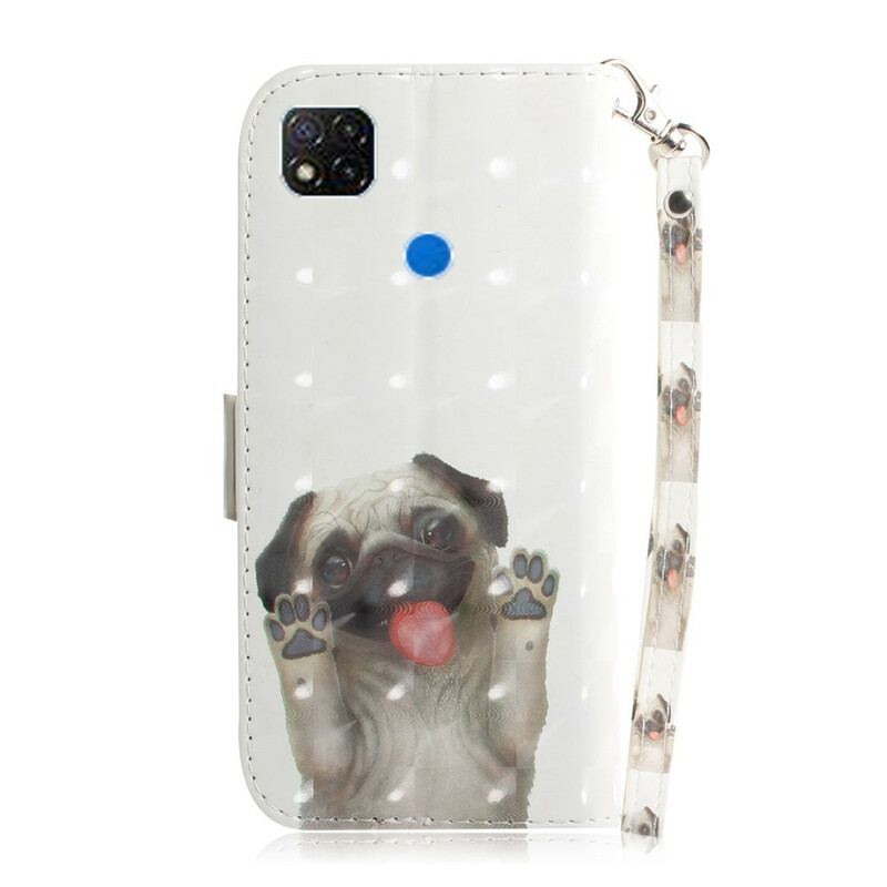 Læder Cover Xiaomi Redmi 9C Med Snor Elsker My Dog Thong