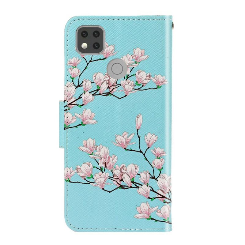 Læder Cover Xiaomi Redmi 9C Med Snor Strappy Busk