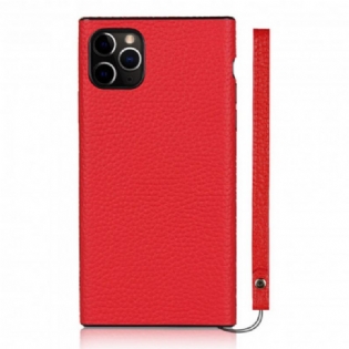 Cover iPhone 11 Pro Max Ægte Litchi Læder Med Rem