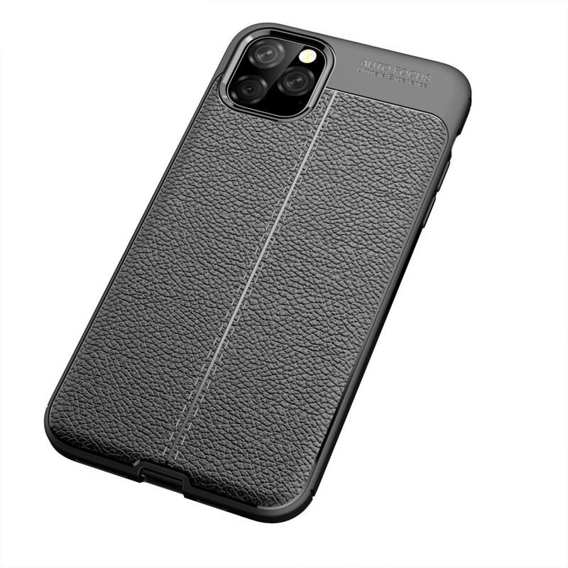 Cover iPhone 11 Pro Max Dobbelt Linje Litchi Læder Effekt