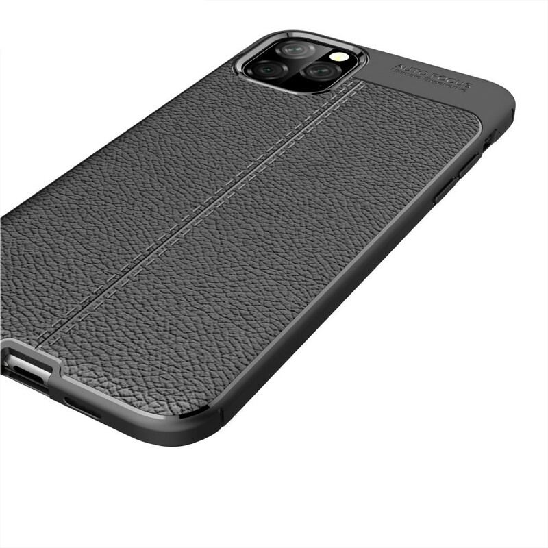 Cover iPhone 11 Pro Max Dobbelt Linje Litchi Læder Effekt