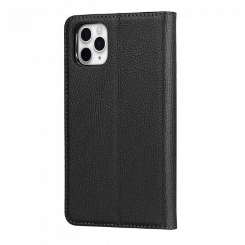 Cover iPhone 11 Pro Max Flip Cover Aftageligt Ægte Litchi-læder