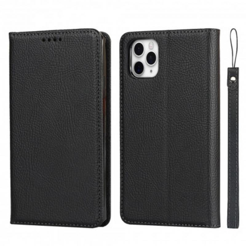 Cover iPhone 11 Pro Max Flip Cover Aftageligt Ægte Litchi-læder