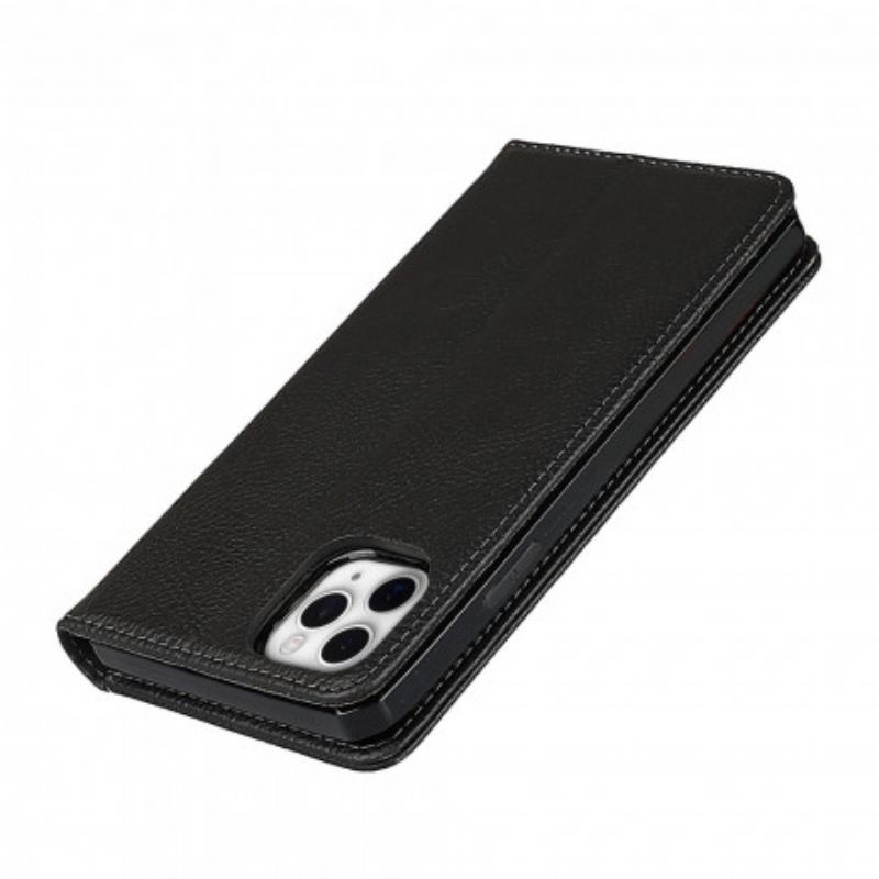 Cover iPhone 11 Pro Max Flip Cover Aftageligt Ægte Litchi-læder