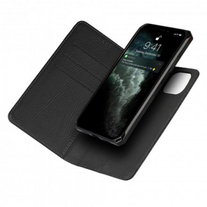 Cover iPhone 11 Pro Max Flip Cover Aftageligt Ægte Litchi-læder