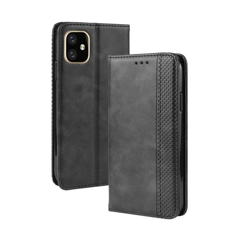 Cover iPhone 11 Pro Max Flip Cover Stiliseret Vintage Lædereffekt