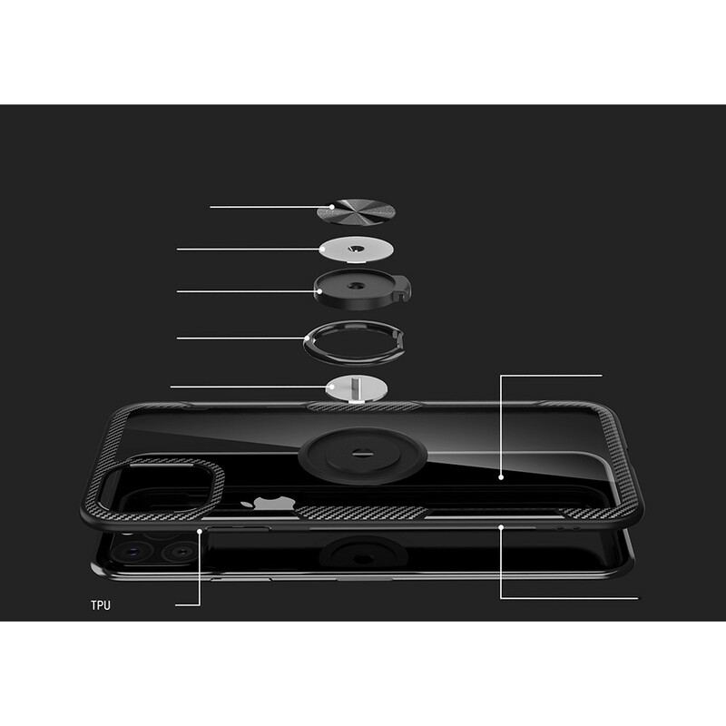 Cover iPhone 11 Pro Max Ring-støttekanter Metaleffekt