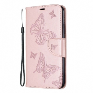 Flip Cover iPhone 11 Pro Max Med Snor Sommerfugle Trykt Strappy