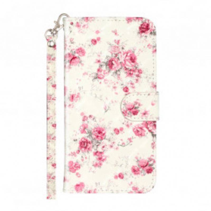 Flip Cover iPhone 11 Pro Max Med Snor Strap Light Spot Flowers