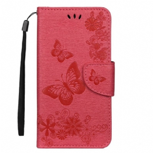 Læder Cover iPhone 11 Pro Max Med Snor Discovery Sommerfugle Med Nøglebånd