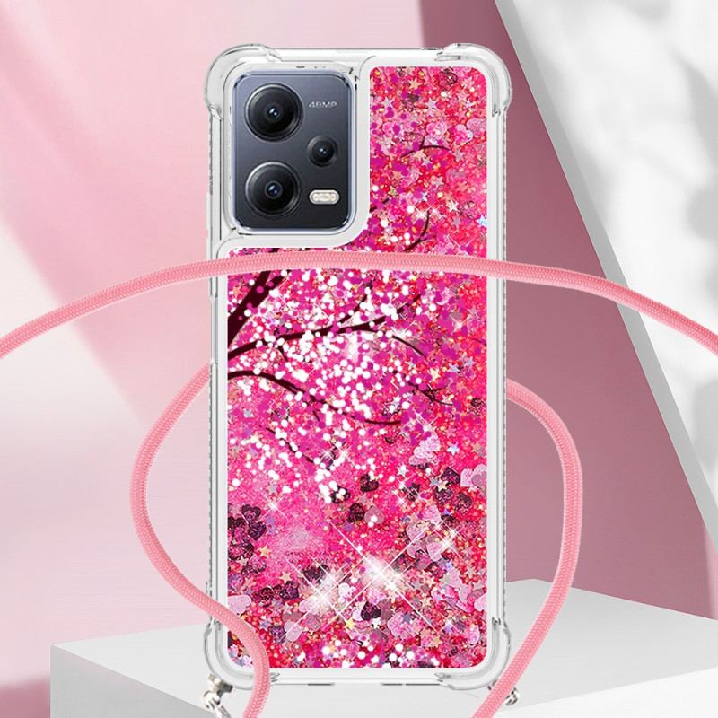 Cover Xiaomi Redmi Note 12 5G Med Snor Sequin Snøretræ