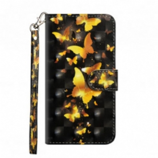 Flip Cover Google Pixel 4A Gule Sommerfugle