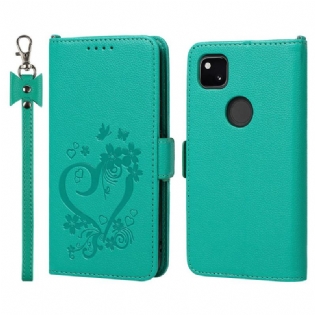 Læder Cover Google Pixel 4A Med Snor Strappy Heart