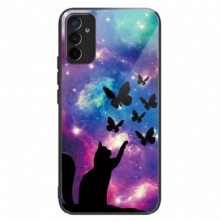 Cover Samsung Galaxy M13 Hærdet Glas Kat Og Sommerfugle