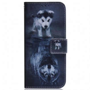 Flip Cover Samsung Galaxy M13 Med Snor Strappy Puppy Dream
