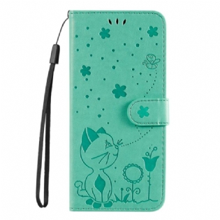 Flip Cover Samsung Galaxy S22 Plus 5G Med Snor Kat Og Bi Med Snor