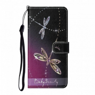 Læder Cover Samsung Galaxy S22 Plus 5G Med Snor Strappy Guldsmede