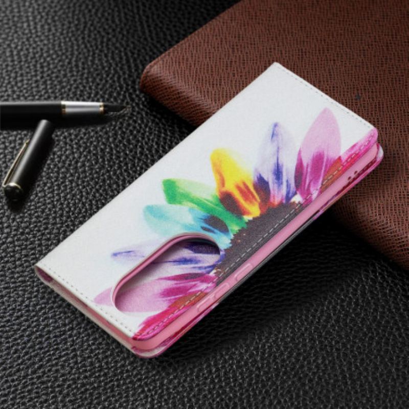 Cover Huawei P50 Pro Flip Cover Akvarel Blomst