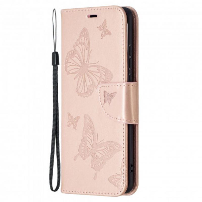 Flip Cover Huawei P50 Pro Læder Cover Sommerfugle Og Skrå Klap