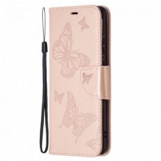 Flip Cover Huawei P50 Pro Læder Cover Sommerfugle Og Skrå Klap