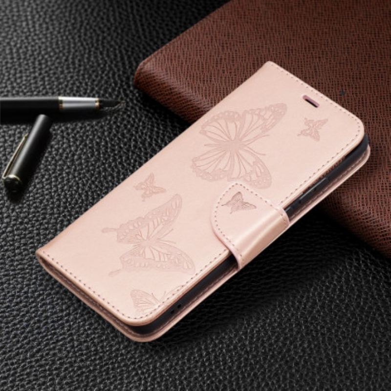 Flip Cover Huawei P50 Pro Læder Cover Sommerfugle Og Skrå Klap