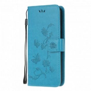 Flip Cover Moto G100 Med Snor Thong Sommerfugle Og Blomster