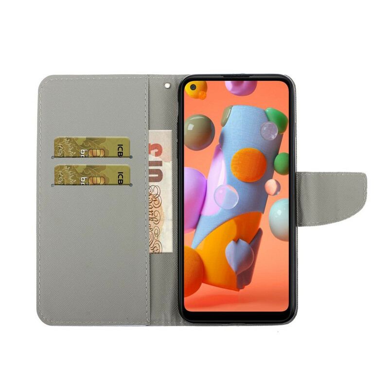 Flip Cover Huawei P40 Lite E Med Snor Kat Rør Mig Ikke Med Strop
