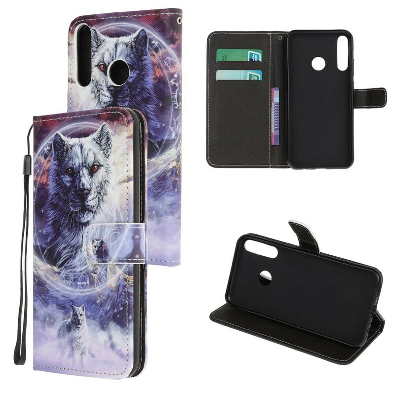 Flip Cover Huawei P40 Lite E Ulv Om Vinteren Med Snor