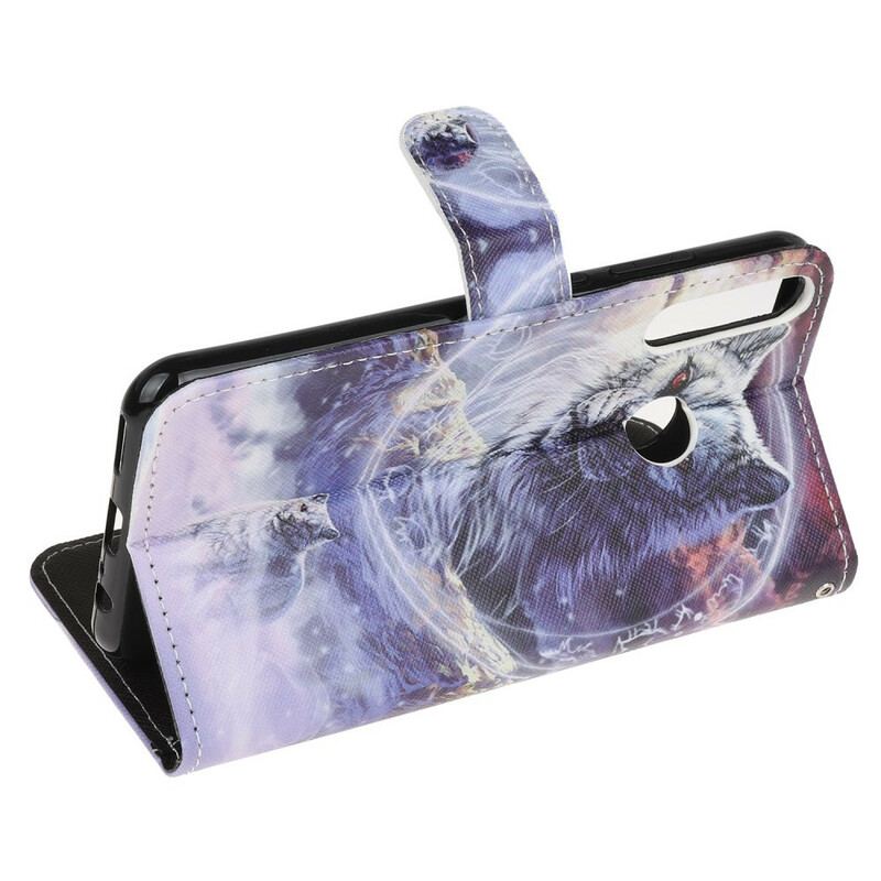 Flip Cover Huawei P40 Lite E Ulv Om Vinteren Med Snor