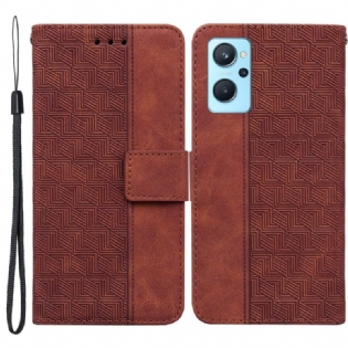 Flip Cover Realme 9i Zig-zag Mønster Rem