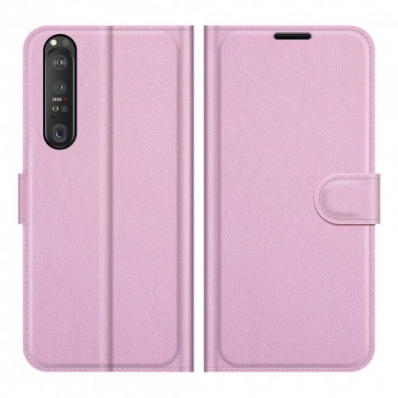 Flip Cover Sony Xperia 1 III Klassisk Litchi-effekt