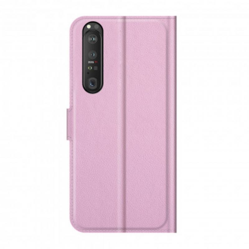 Flip Cover Sony Xperia 1 III Klassisk Litchi-effekt