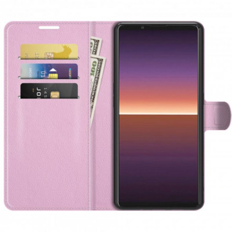 Flip Cover Sony Xperia 1 III Klassisk Litchi-effekt