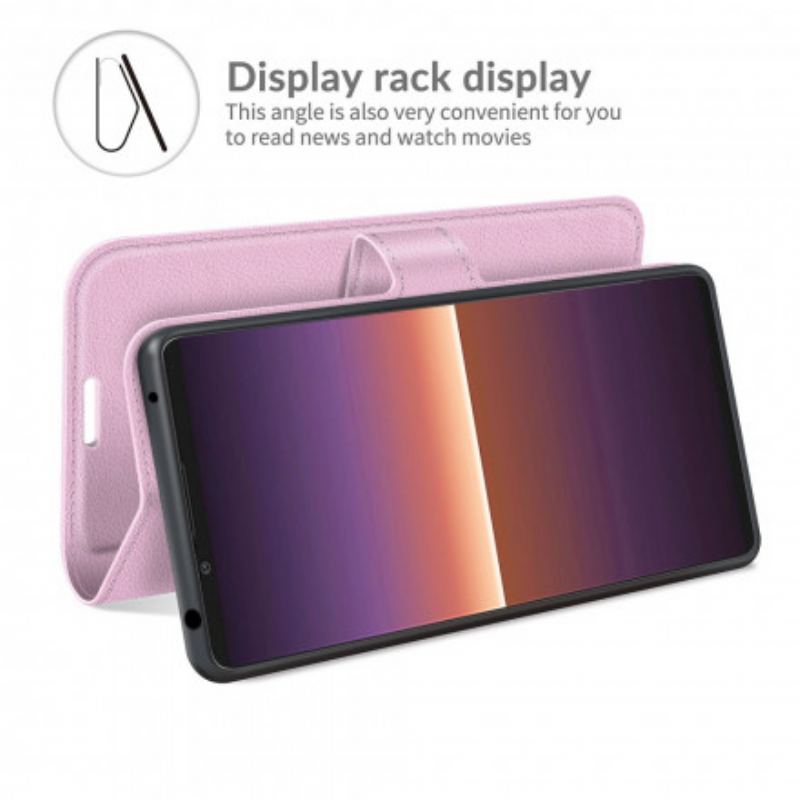 Flip Cover Sony Xperia 1 III Klassisk Litchi-effekt