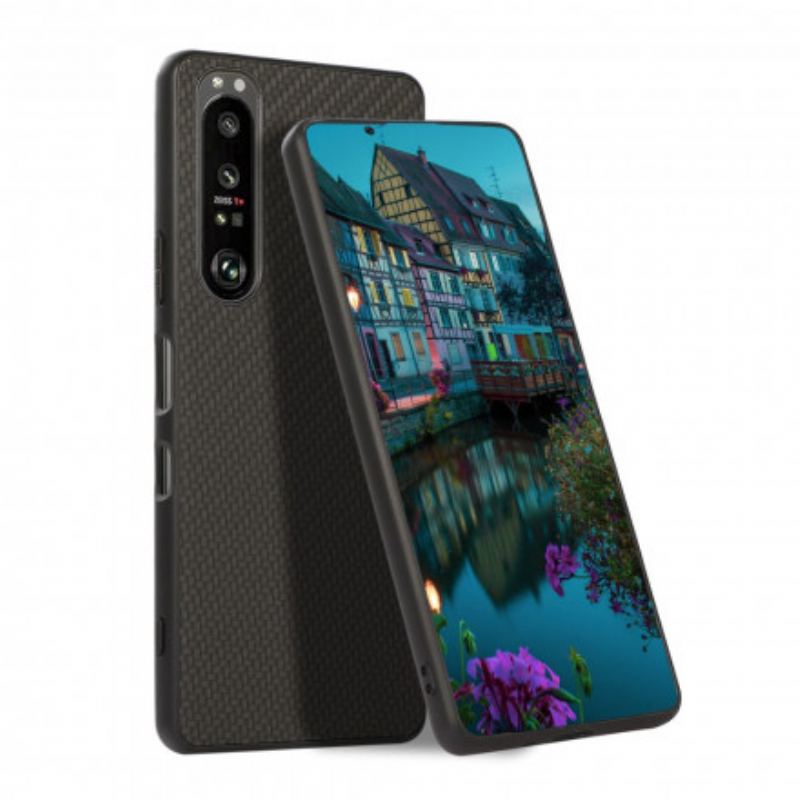 Mobilcover Sony Xperia 1 III Carbon Fiber Tekstur I Lædereffekt