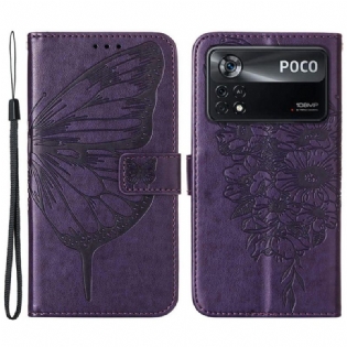 Flip Cover Poco X4 Pro 5G Med Snor Barok Strappy Sommerfugl